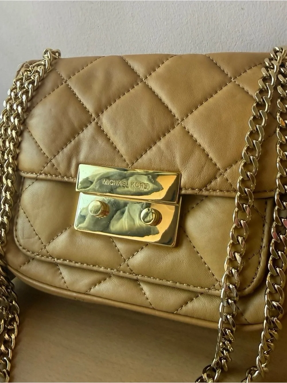 Brand New Michael Kors Quilted Tan Crossbody Bag